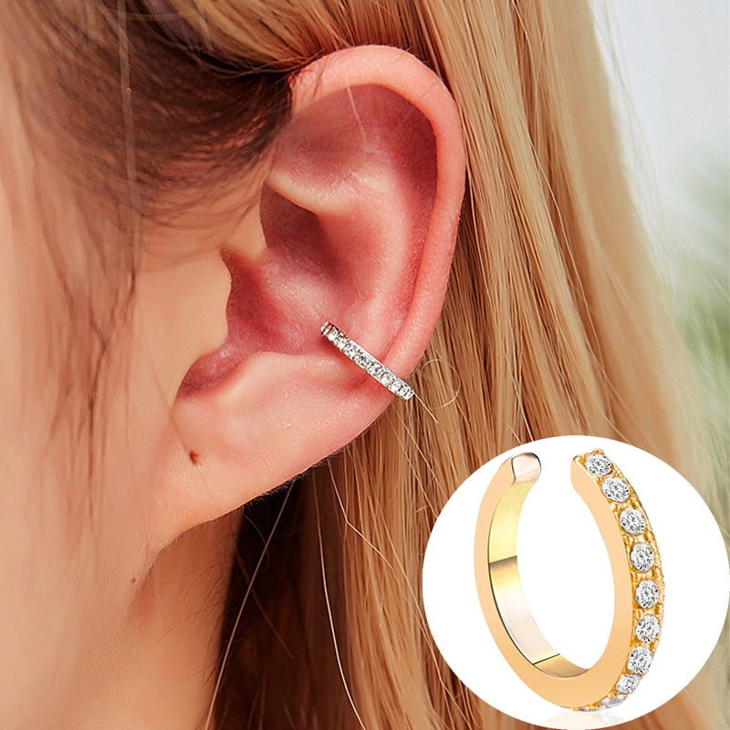 Fashion Exquisite Rhinestone Decor Ear Cuff earring for Woman Ear 2024 Summer New Arrival Christmas Jewelry Gift