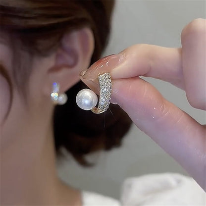 2024 Korean New Simple Temperament Circle Pearl Earrings Fashion Small Versatile Earrings  Jewelry