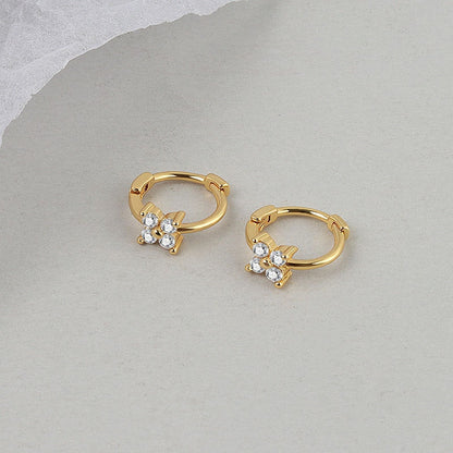 2PC Stainless Steel Little Huggies Hoop Earrings For Women Tiny Crystal Zirconia Pendant Cartilage Earrings Piercing Jewelry